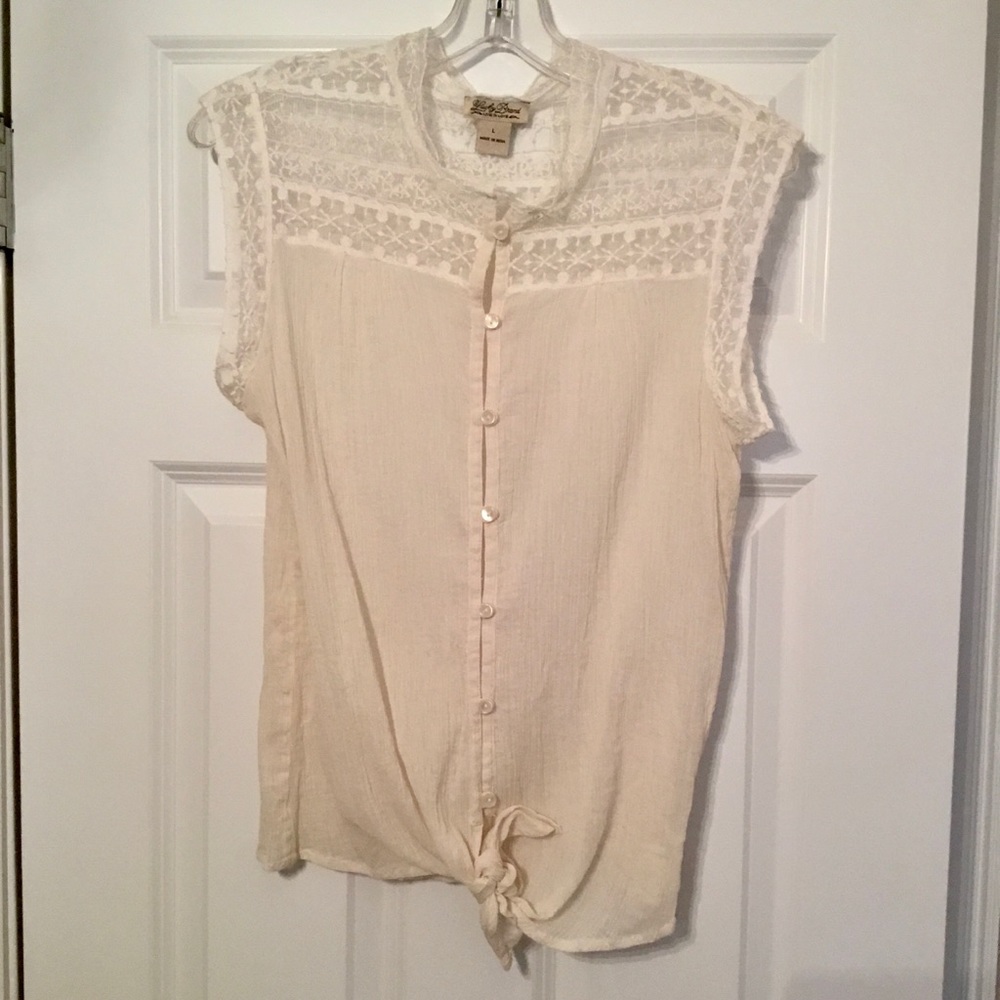 Lucky brand sheer short sleeve blouse